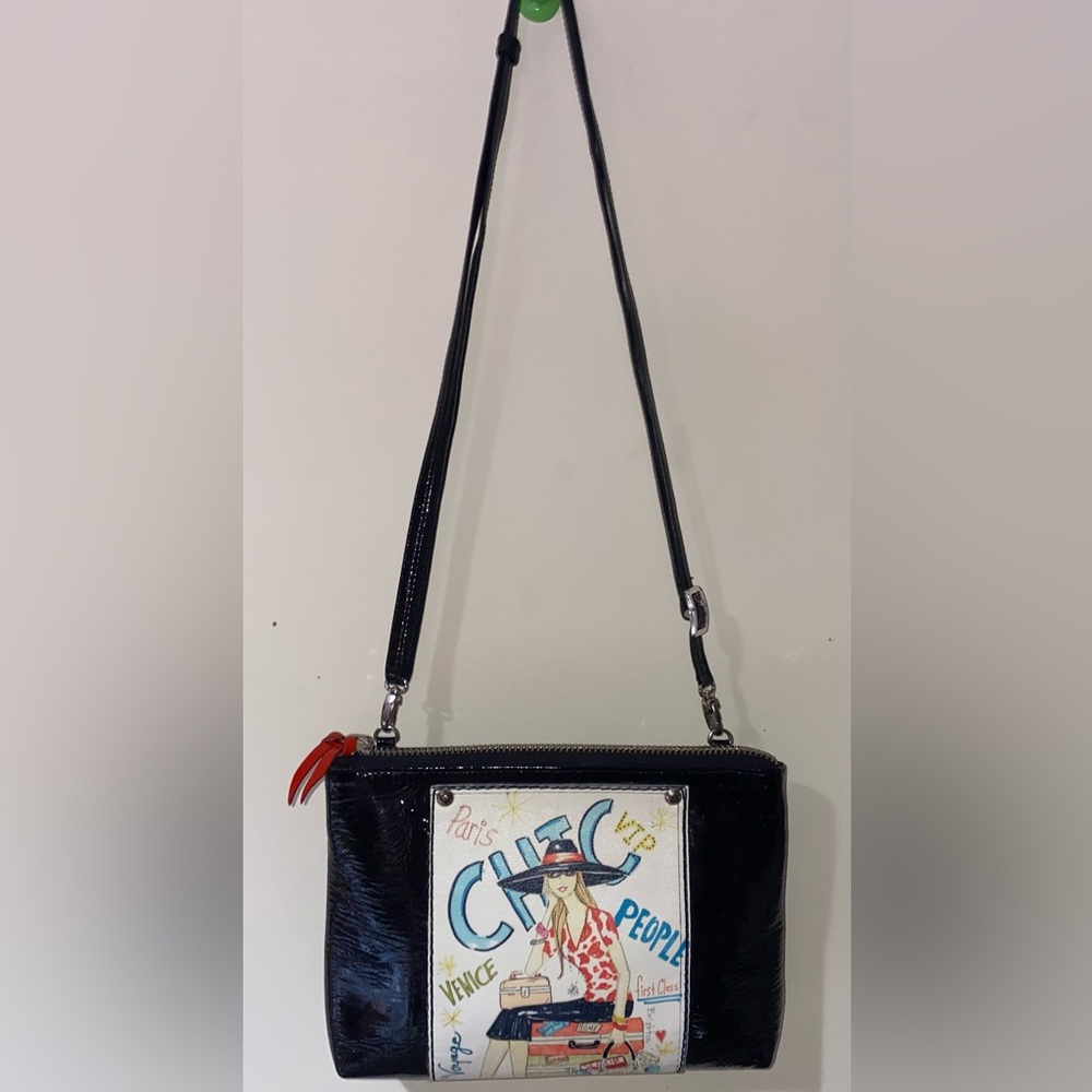 Brighton bag Fashionista Patent Leather Crossbody Purse Clutch Bag Black Paris
